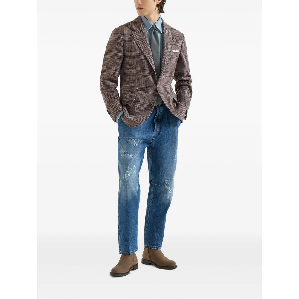 Brunello Cucinelli Brown Jackets - Blazers Men BRUNELLO CUCINELLI