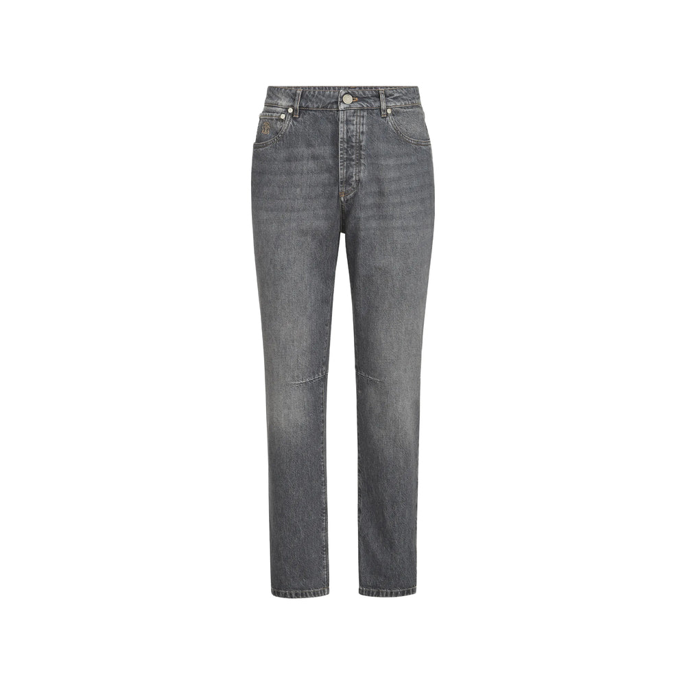 Brunello Cucinelli Grey Denim - Regular & Straight-Leg Jeans Men BRUNELLO CUCINELLI