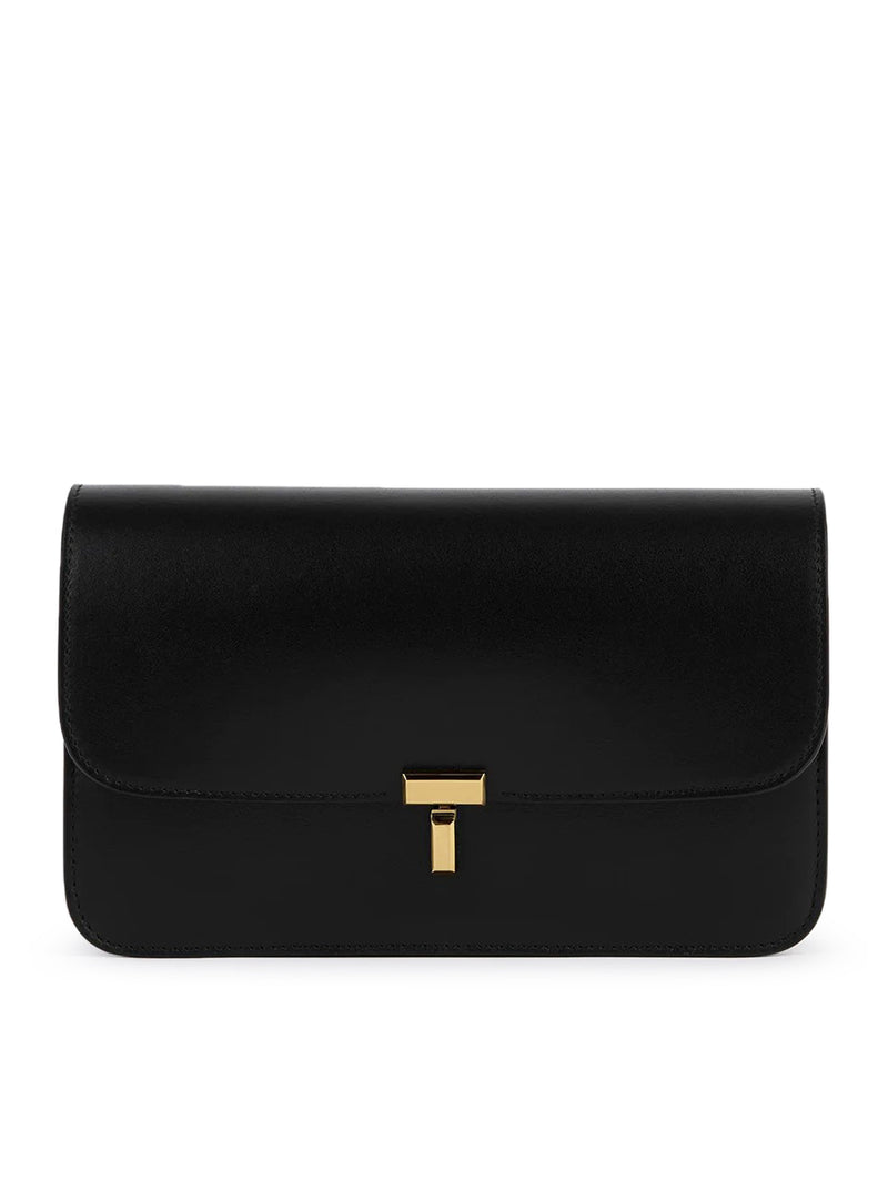 Toteme Women Black Leather Crossbody Bag With T-Lock Closure TOTEME