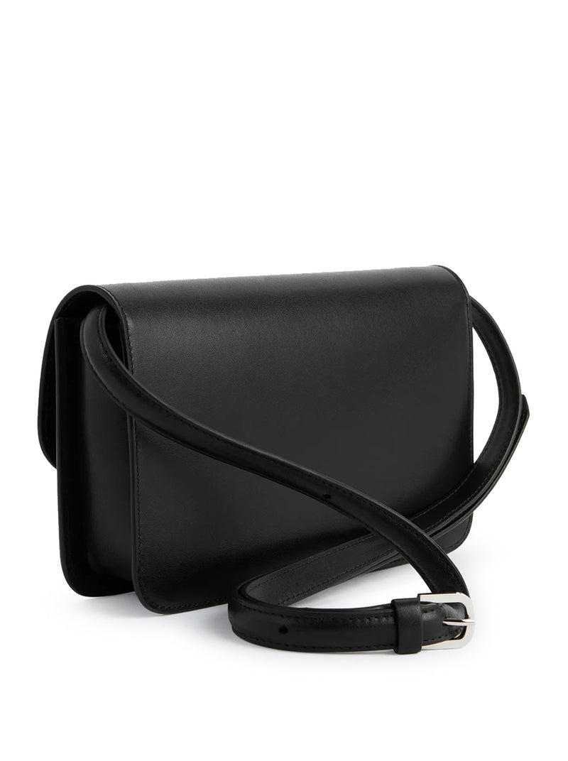 Toteme Women Black Leather Crossbody Bag With T-Lock Closure TOTEME
