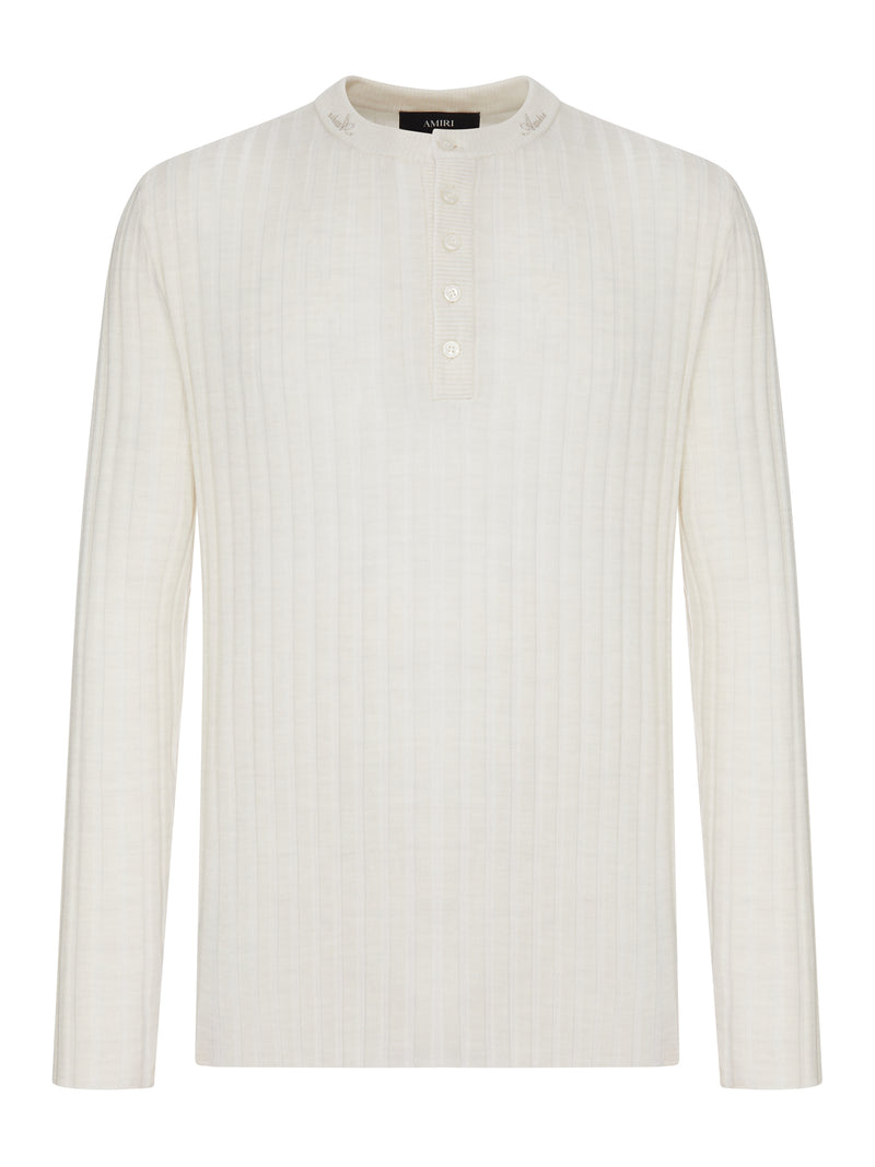 Amiri Men Henley Long-Sleeved Ribbed Knit Sweater AMIRI