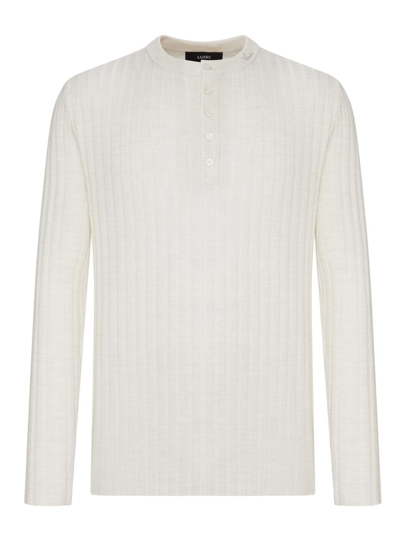 Amiri Men Henley Long-Sleeved Ribbed Knit Sweater AMIRI