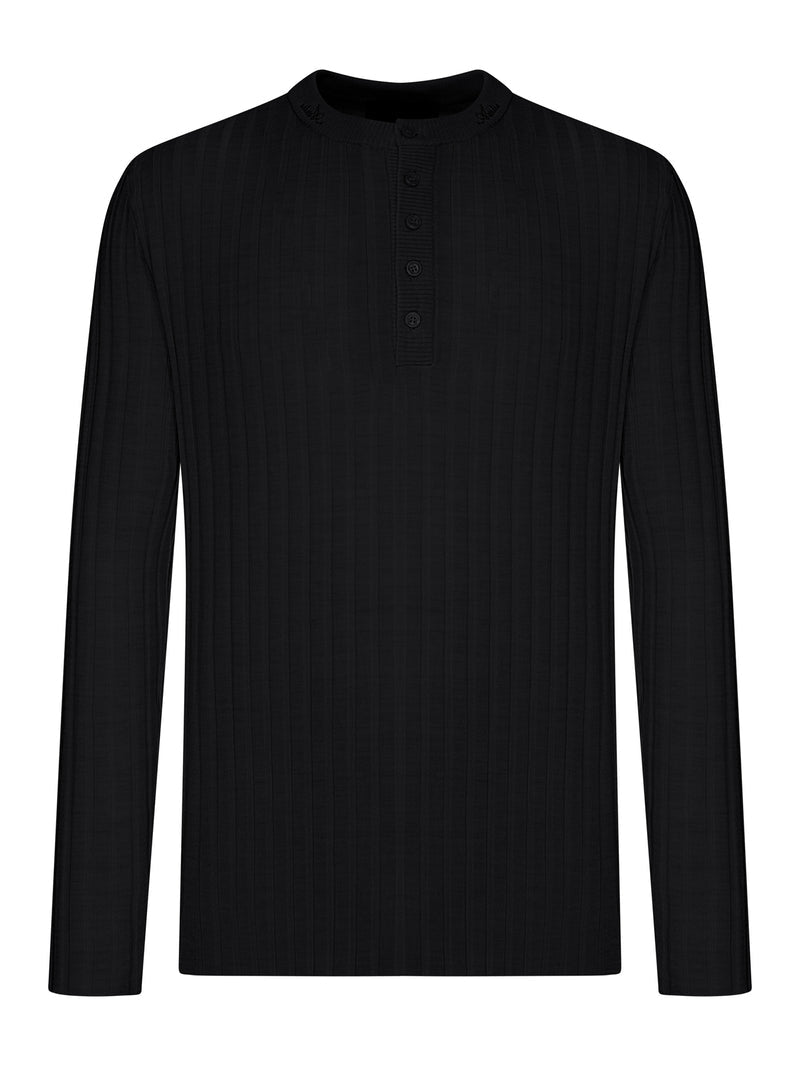 Amiri Men Henley Long-Sleeved Ribbed Knit Sweater AMIRI