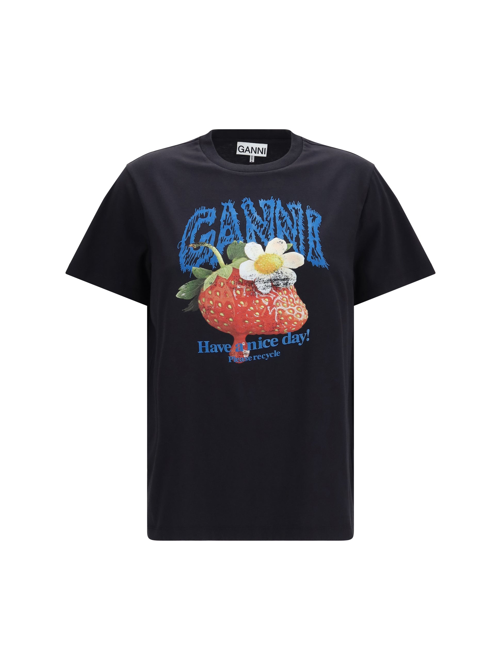 Ganni Women Strawberry Cotton T-Shirt GANNI