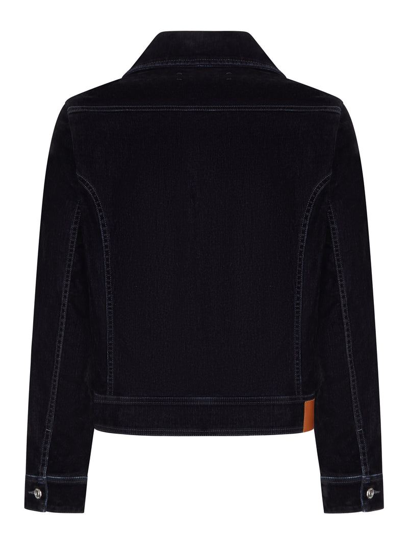 Amiri Men Flocked Denim Jacket With Embroidered Logo And Metal Buttons AMIRI