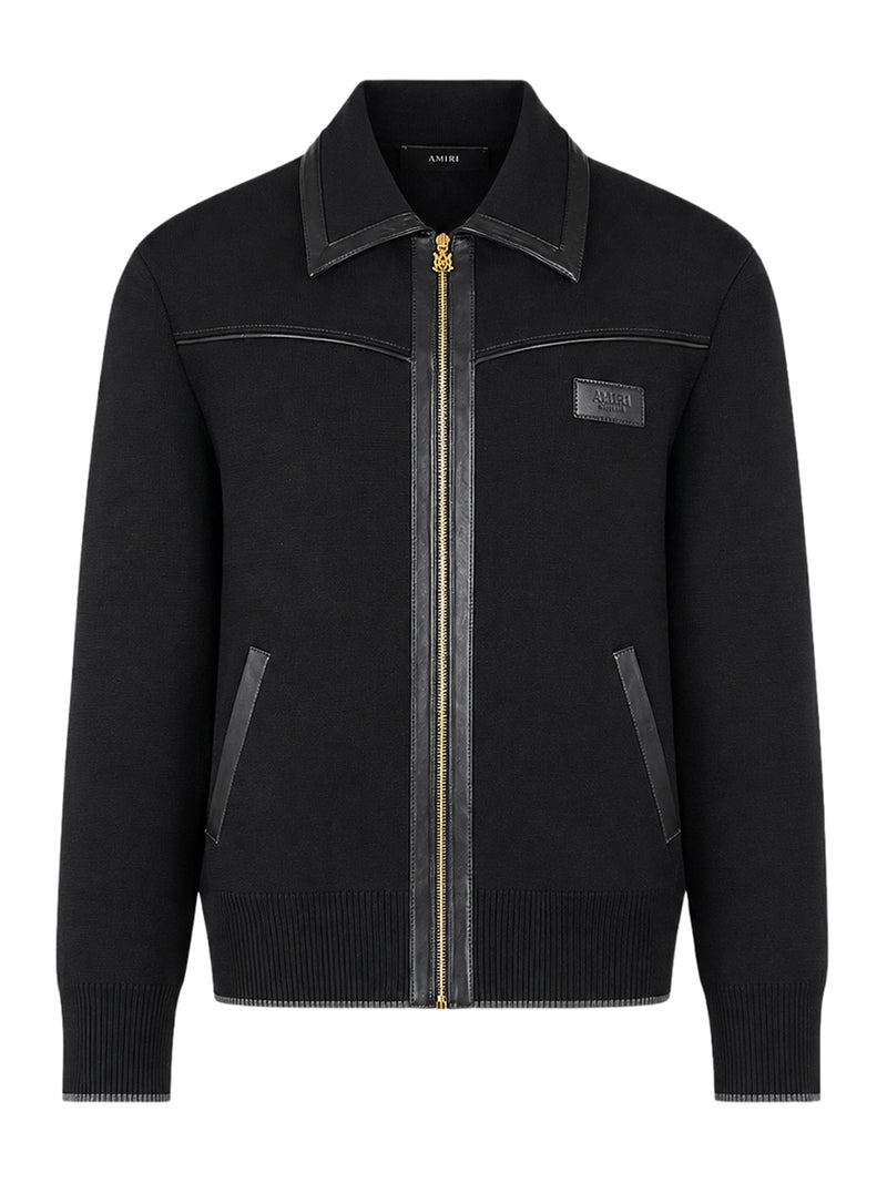 Amiri Men Wool Bomber Jacket With Leather Inserts AMIRI