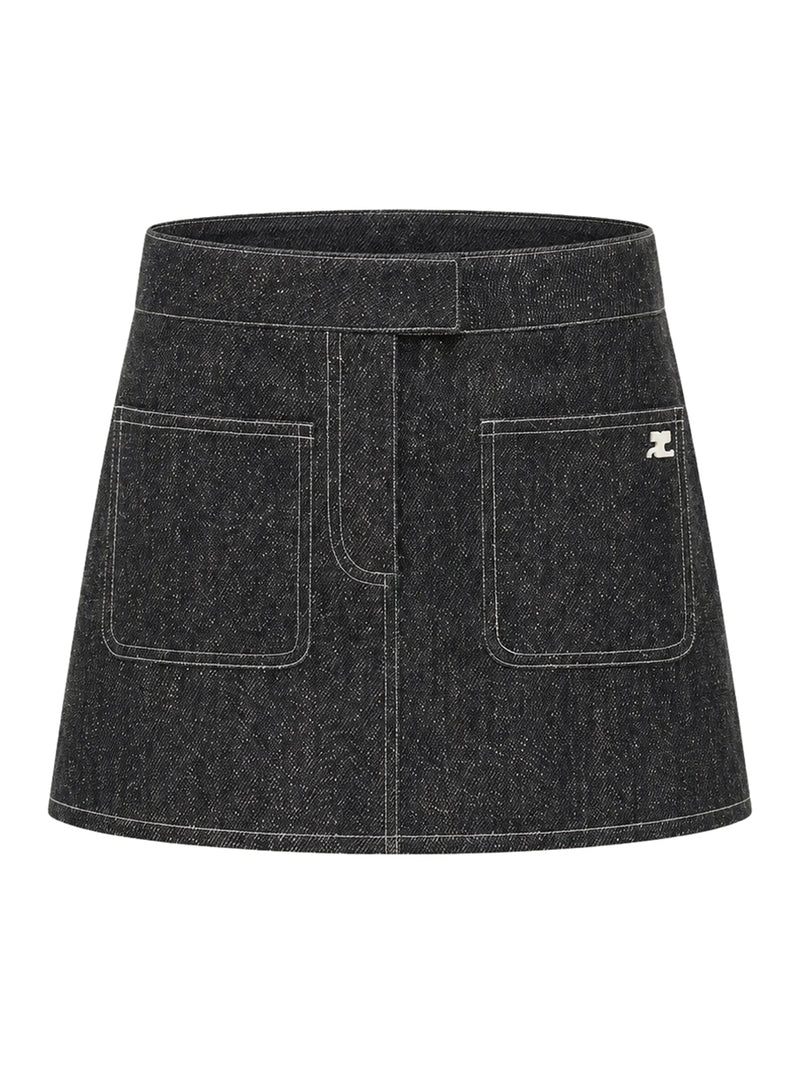 Courreges Women Two-Pocket Denim Tweed Miniskirt COURREGES