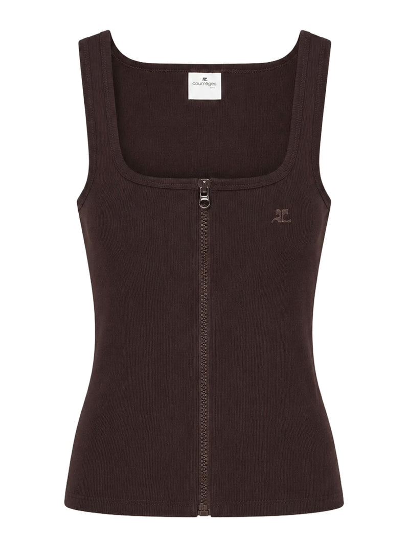 Courreges Women 90S-Style Ribbed Tank Top With Zip COURREGES