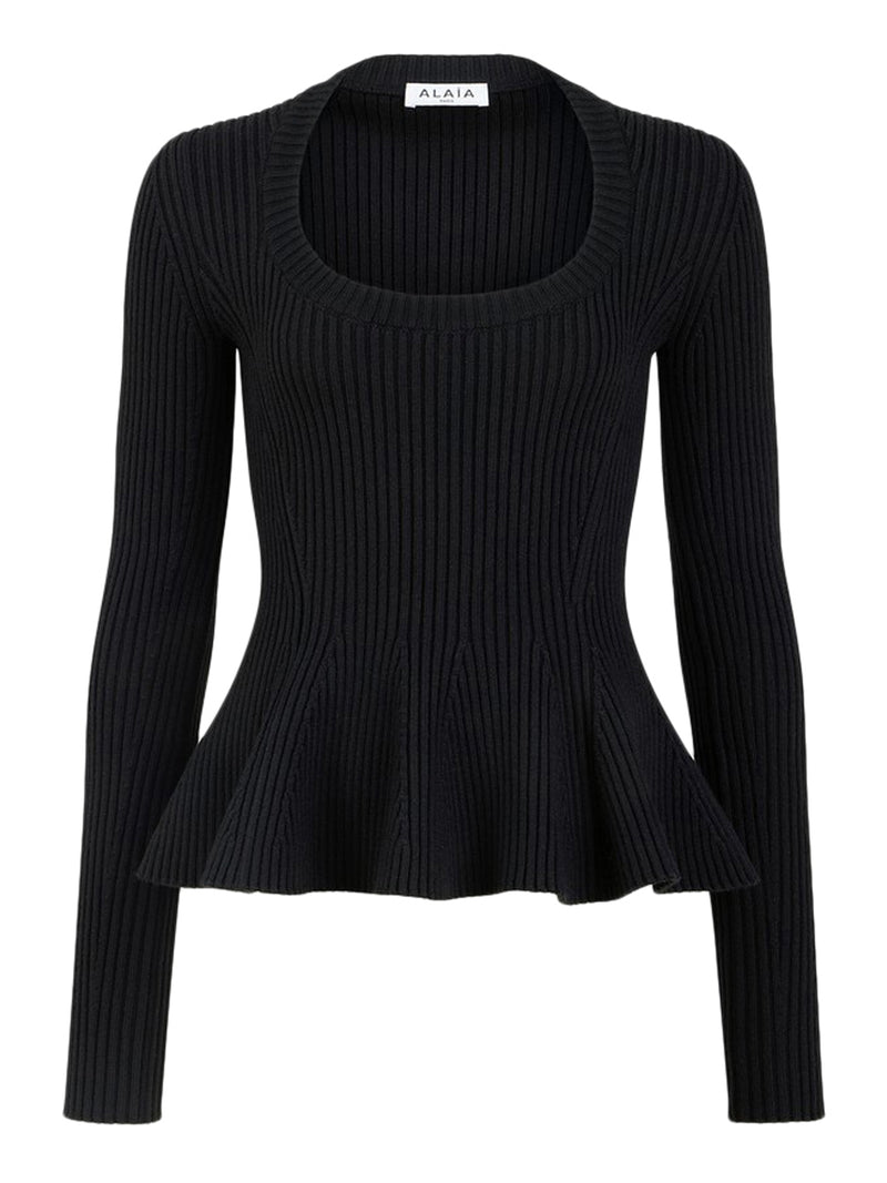 Alaia Women Ribbed Peplum Top ALAIA