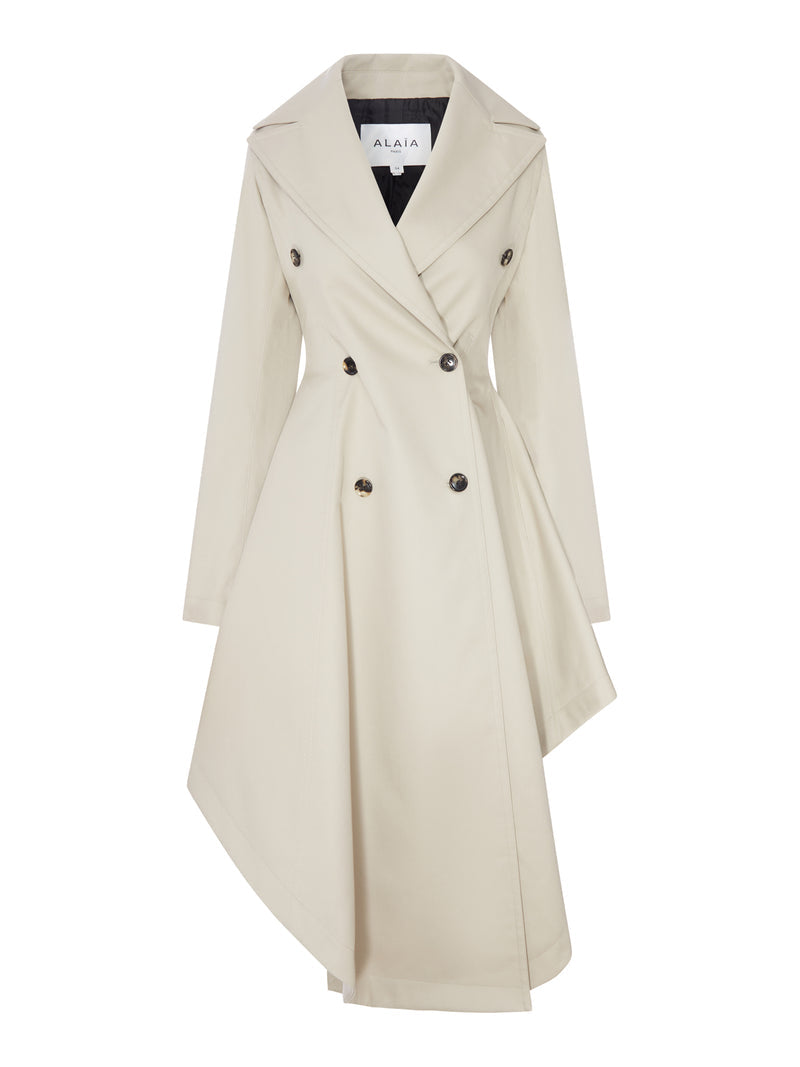 Alaia Women Asymmetric Double-Breasted Cotton Trench Coat ALAIA