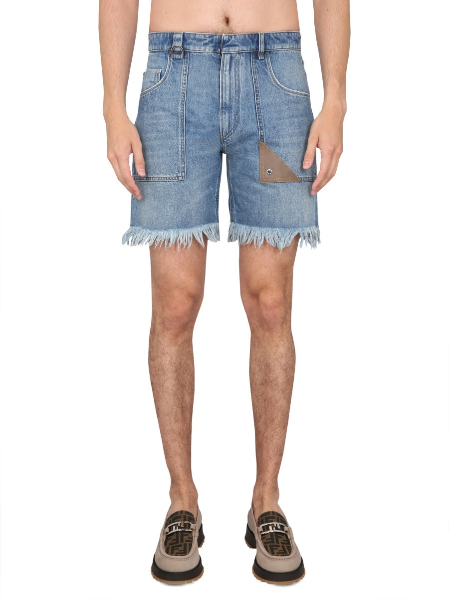 Fendi Men Denim Bermuda Shorts FENDI