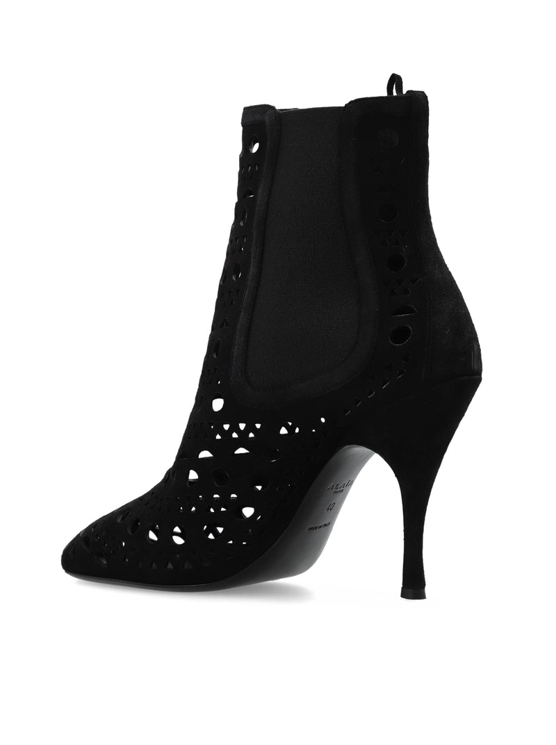 Alaia Women Alaïa Black Suede Heel Ankle Boots ALAIA