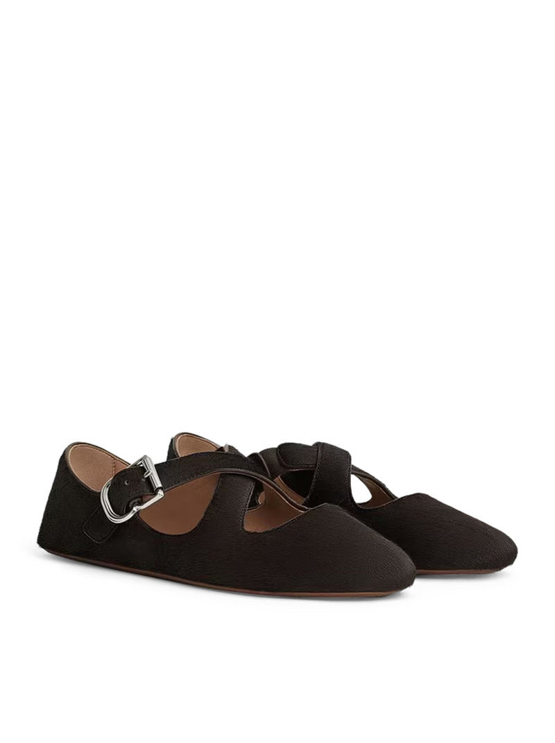 Alaia Women Crossed Ponyskin Ballerinas ALAIA