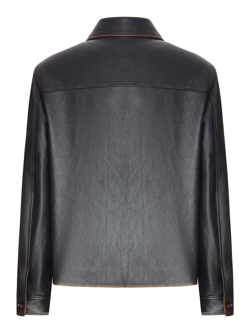 Bottega Veneta Men Woven Leather Jacket With A Vintage Look BOTTEGA VENETA