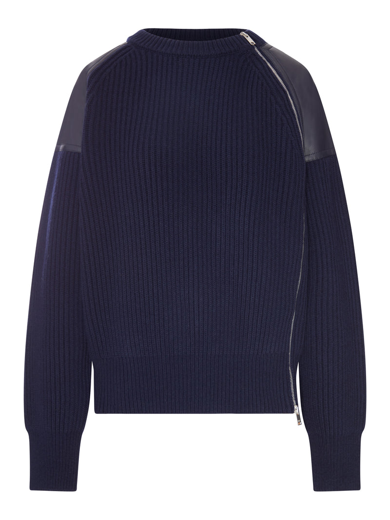 Bottega Veneta Women Sweater With Leather Inserts And Side Zip BOTTEGA VENETA