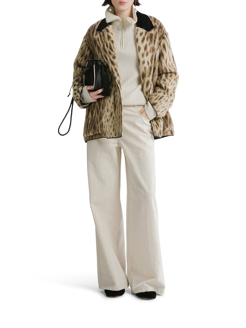 Forte Forte Women Short Coat In Virgin Wool And Alpaca Blend “Royal Leopard” Gold FORTE FORTE