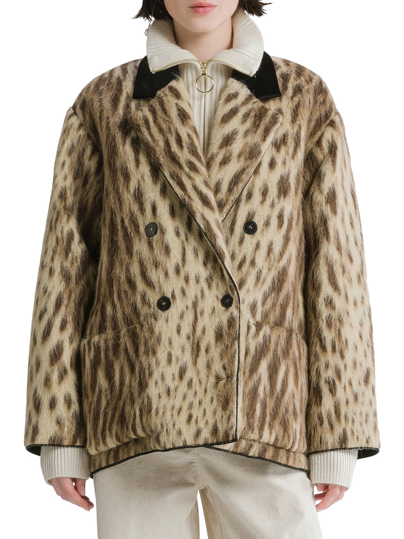 Forte Forte Women Short Coat In Virgin Wool And Alpaca Blend “Royal Leopard” Gold FORTE FORTE