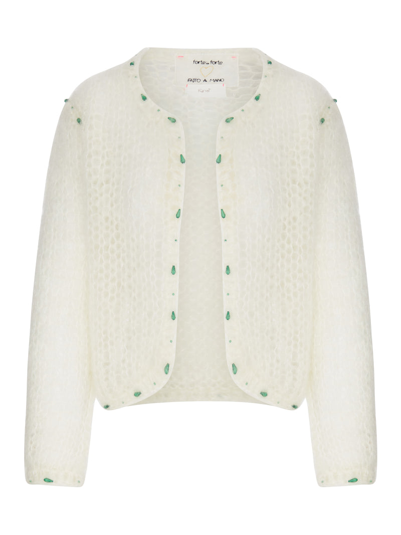 Forte Forte Women Short Cardigan In Openwork Knit With Embroidery FORTE FORTE