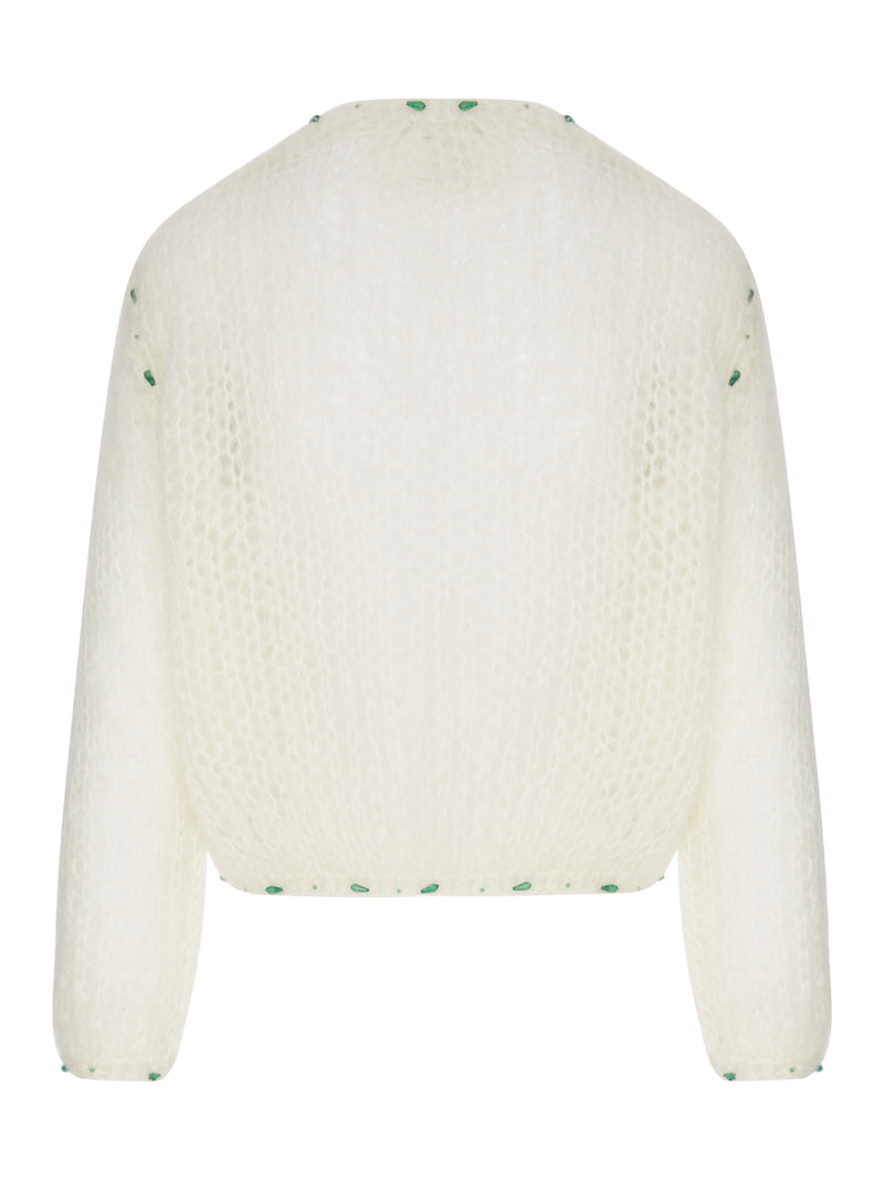 Forte Forte Women Short Cardigan In Openwork Knit With Embroidery FORTE FORTE