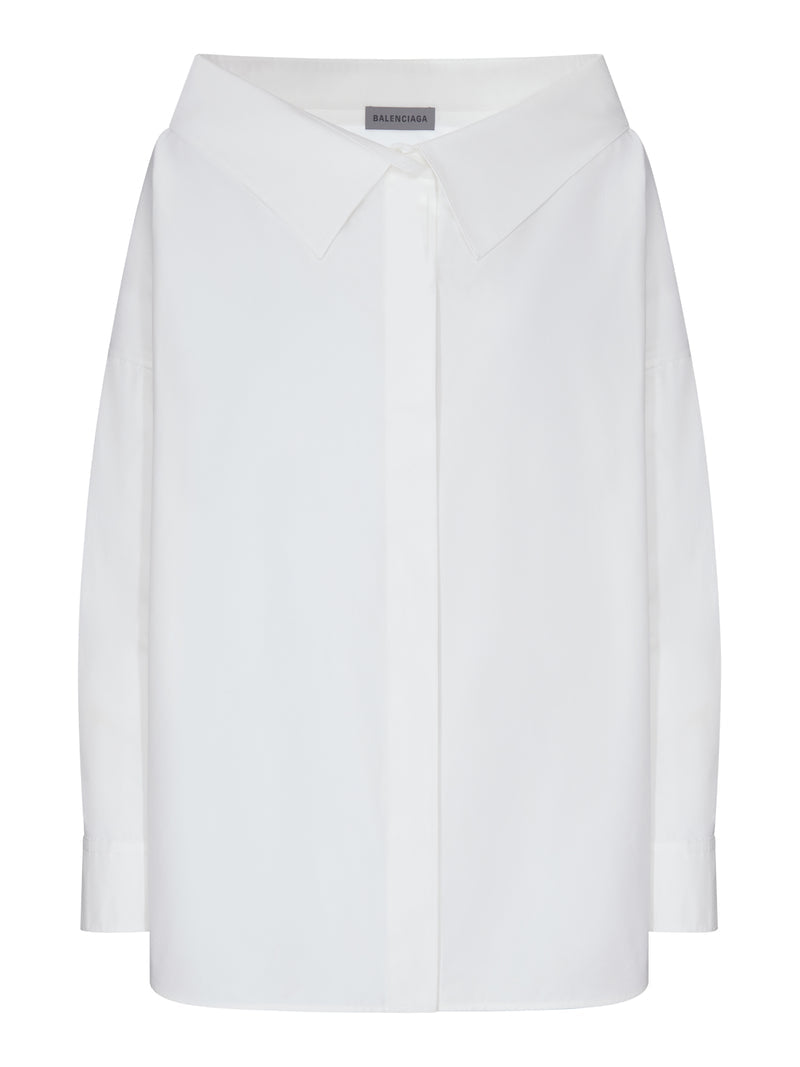 Balenciaga Women Oversized Stole-Style Shirt In Ultra-Lightweight White Cotton Poplin With A Washed-Out Effect BALENCIAGA