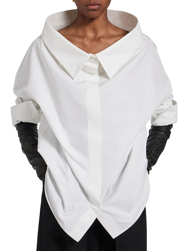 Balenciaga Women Oversized Stole-Style Shirt In Ultra-Lightweight White Cotton Poplin With A Washed-Out Effect BALENCIAGA