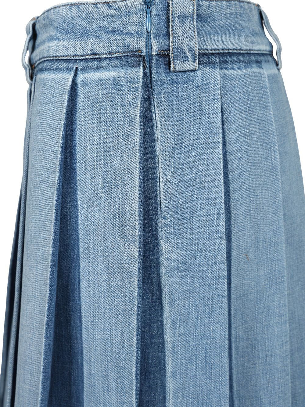 Miu Miu Women Pleated Denim Skirt MIU MIU