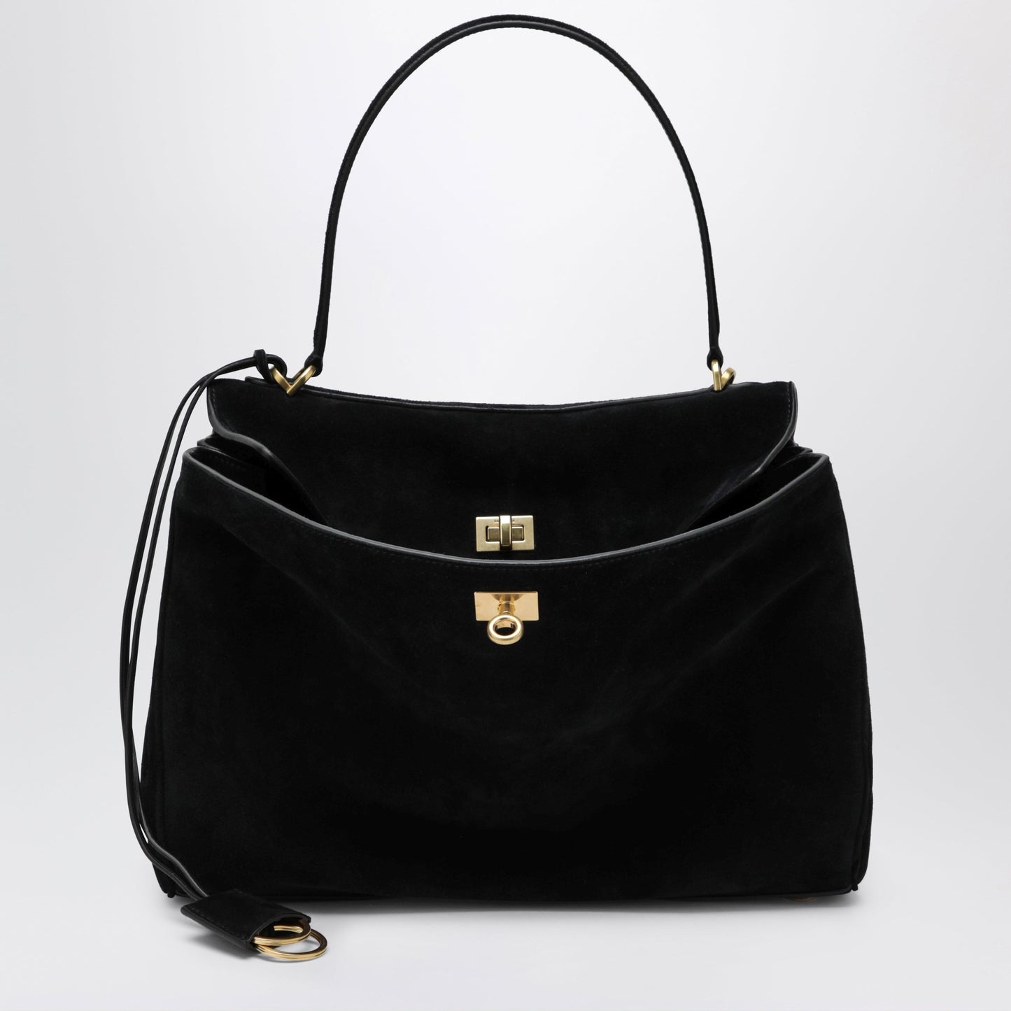 Balenciaga Medium Rodeo Bag In Suede Calfskin, Black Women BALENCIAGA