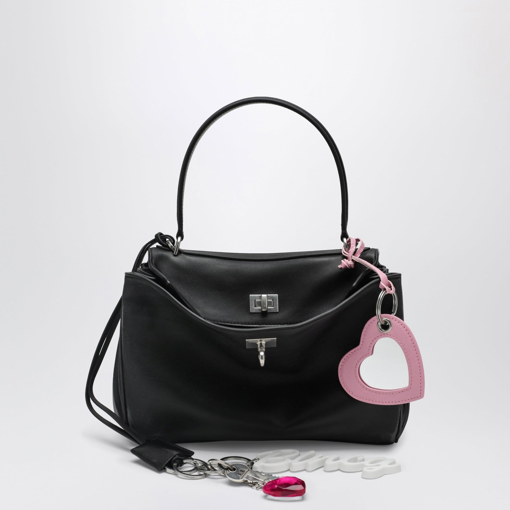Balenciaga Small Black Rodeo Bag In Smooth Calf Leather With Charm Women BALENCIAGA