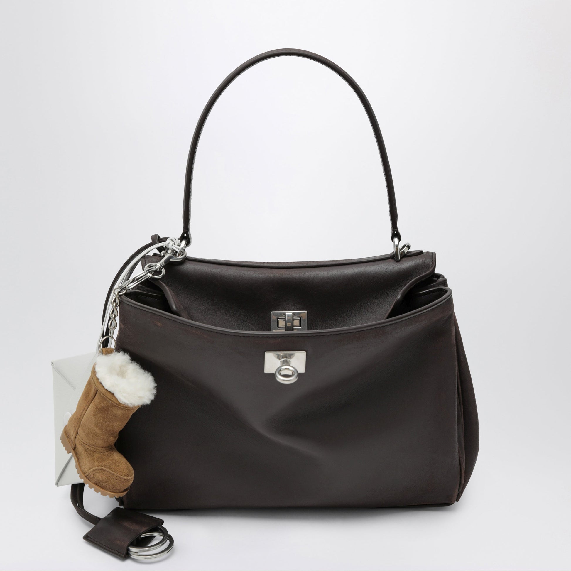 Balenciaga Small Rodeo Bag In Calfskin Leather, Espresso Women BALENCIAGA