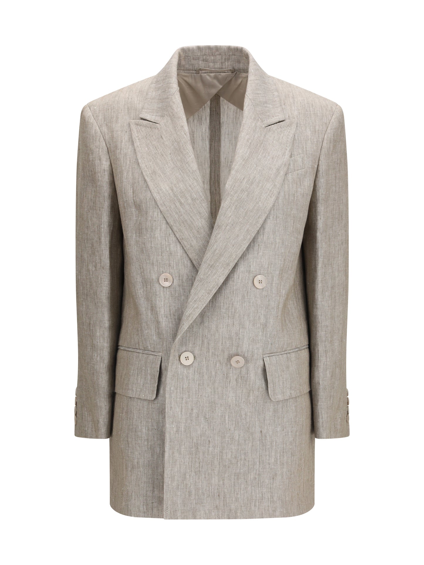 Max Mara Women Olimpia Double-Breasted Chevron Linen Blazer MAX MARA