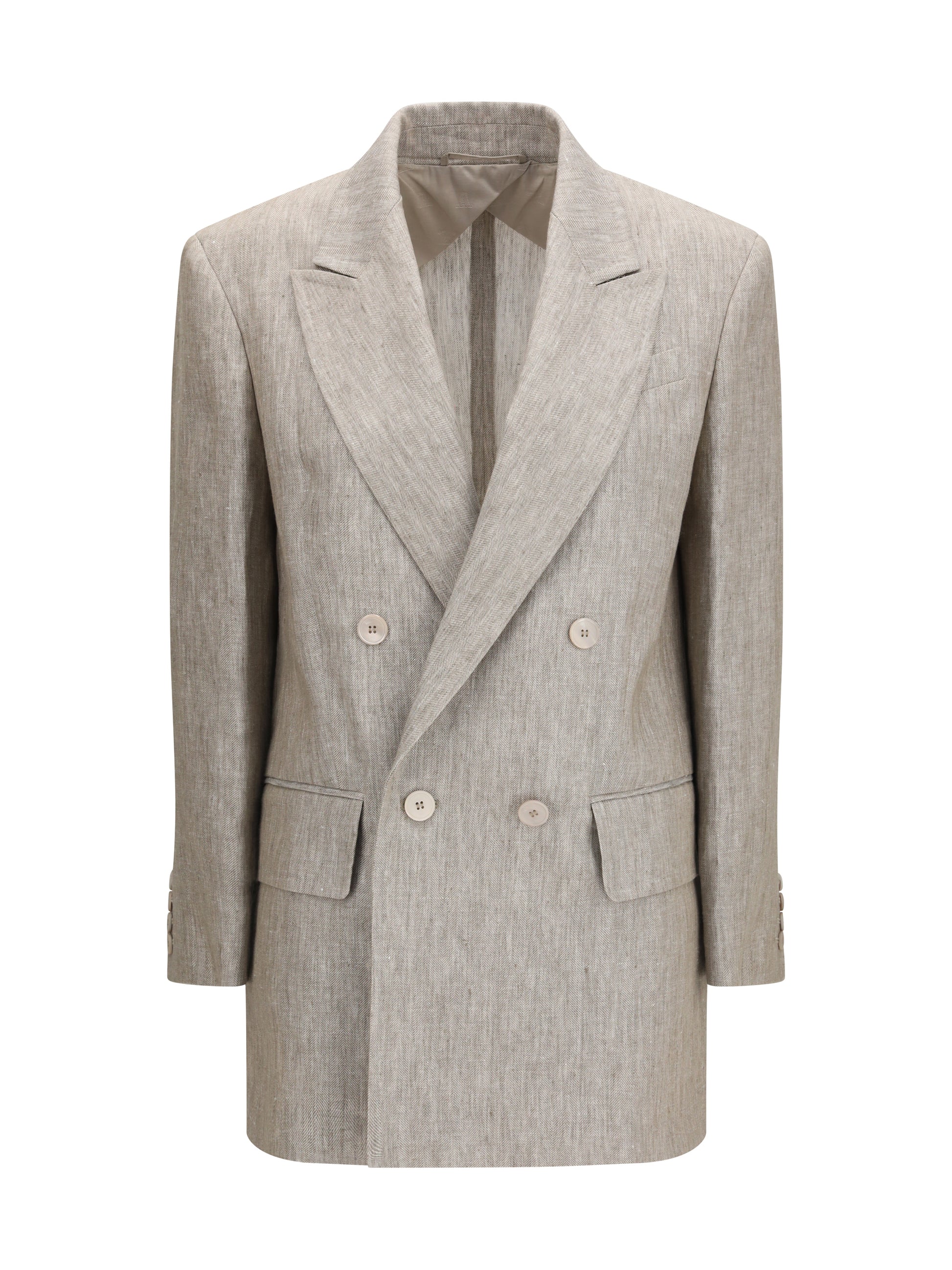 Max Mara Women Olimpia Double-Breasted Chevron Linen Blazer MAX MARA