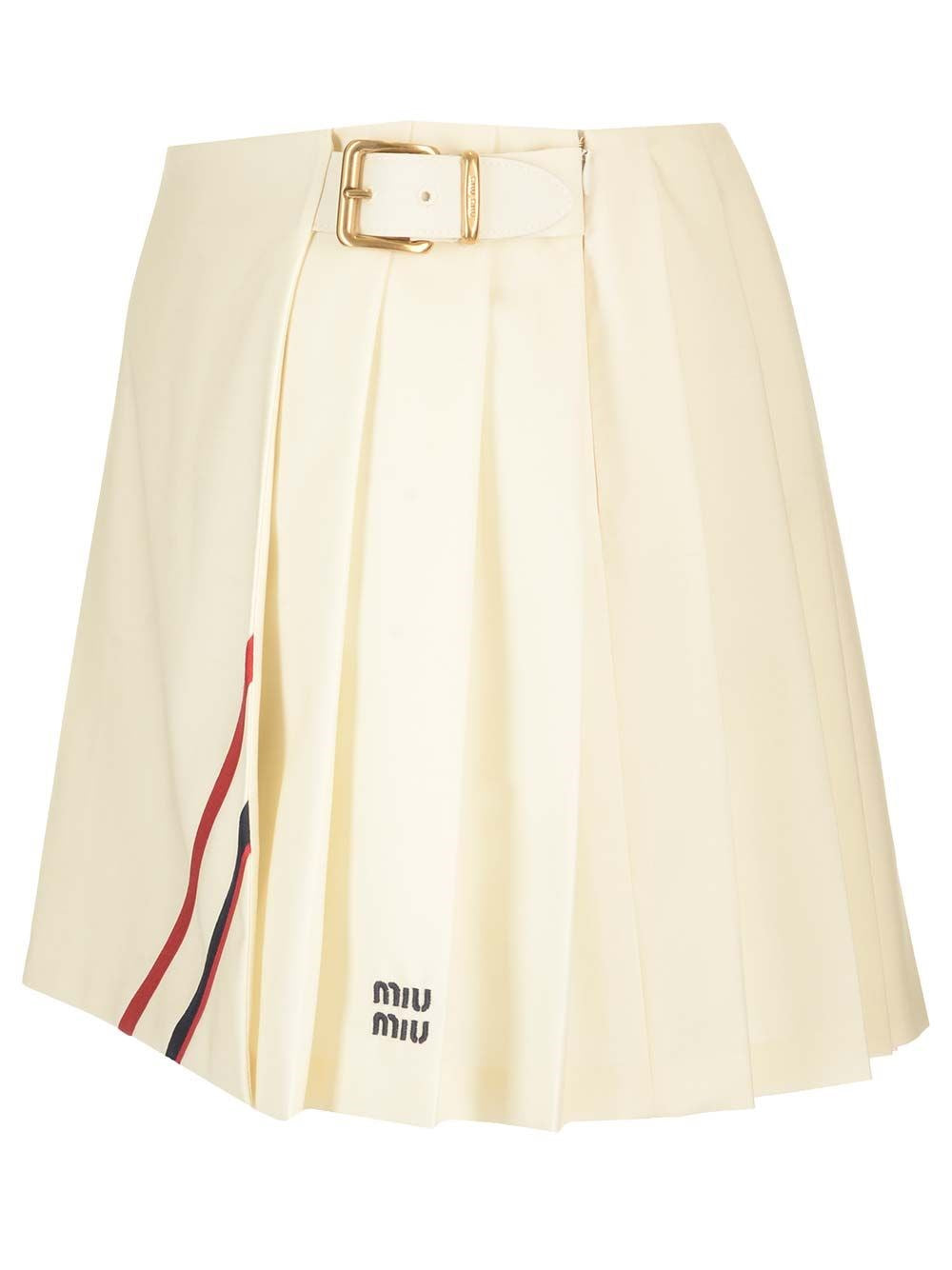 Miu Miu Women Pleated Mohair Canvas Skirt MIU MIU