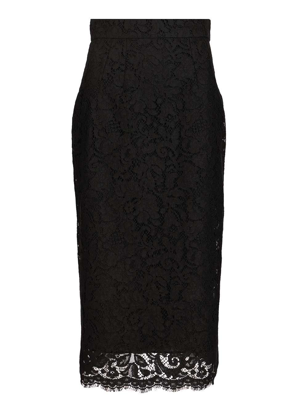 Dolce & Gabbana Women Stretch Lace Midi Skirt DOLCE & GABBANA