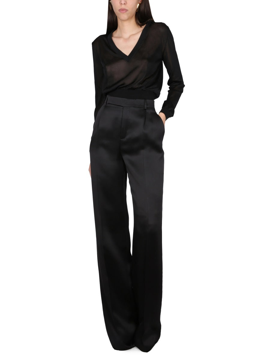Saint Laurent Women Satin Flared Pants SAINT LAURENT