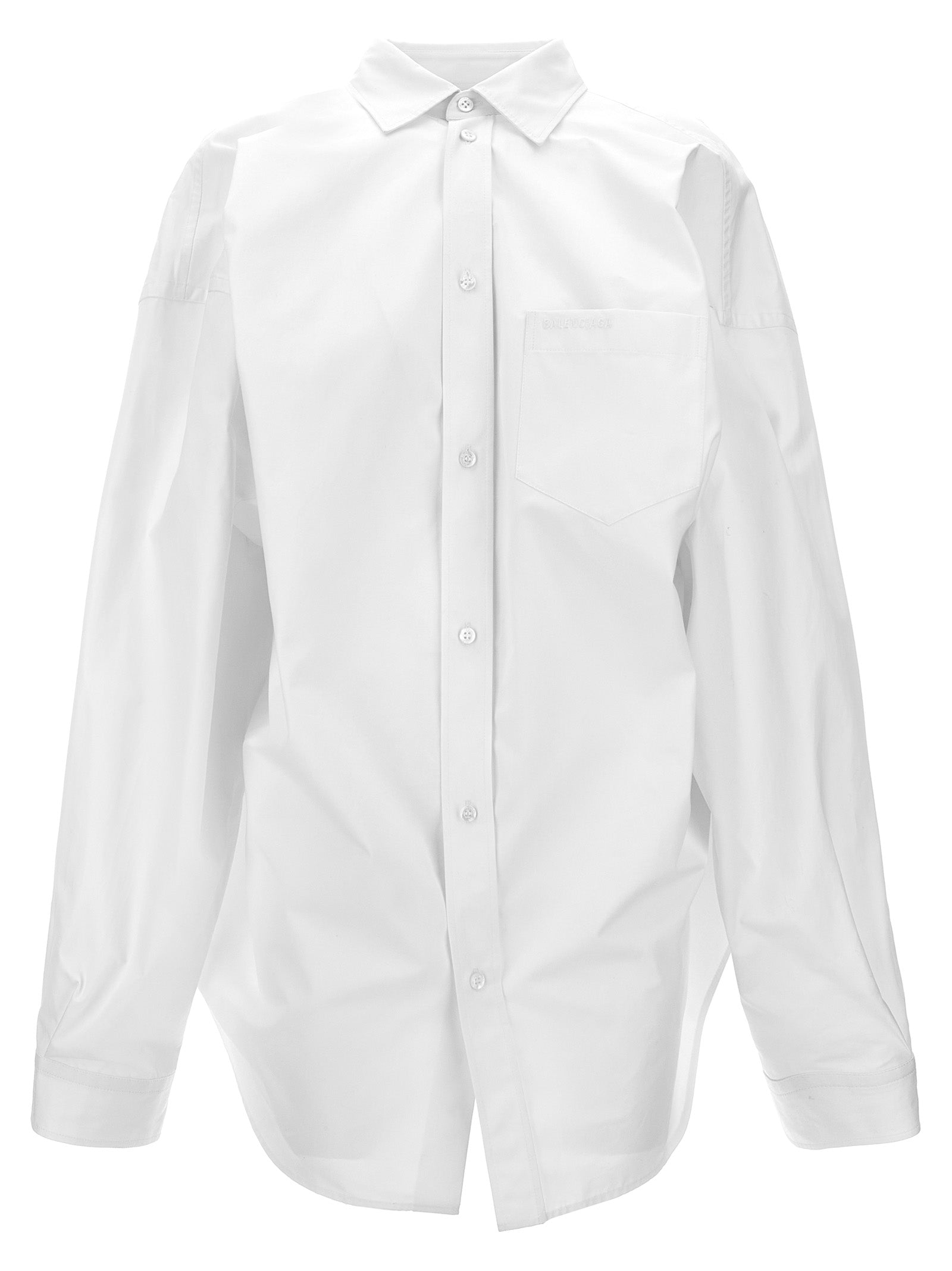 Balenciaga Women Asymmetric Shirt With Logo Embroidery BALENCIAGA