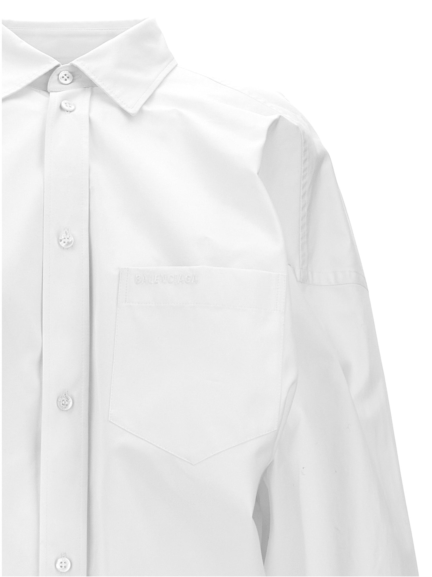 Balenciaga Women Asymmetric Shirt With Logo Embroidery BALENCIAGA