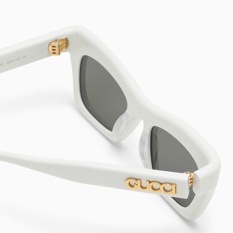 Gucci White Acetate Rectangular Sunglasses Women