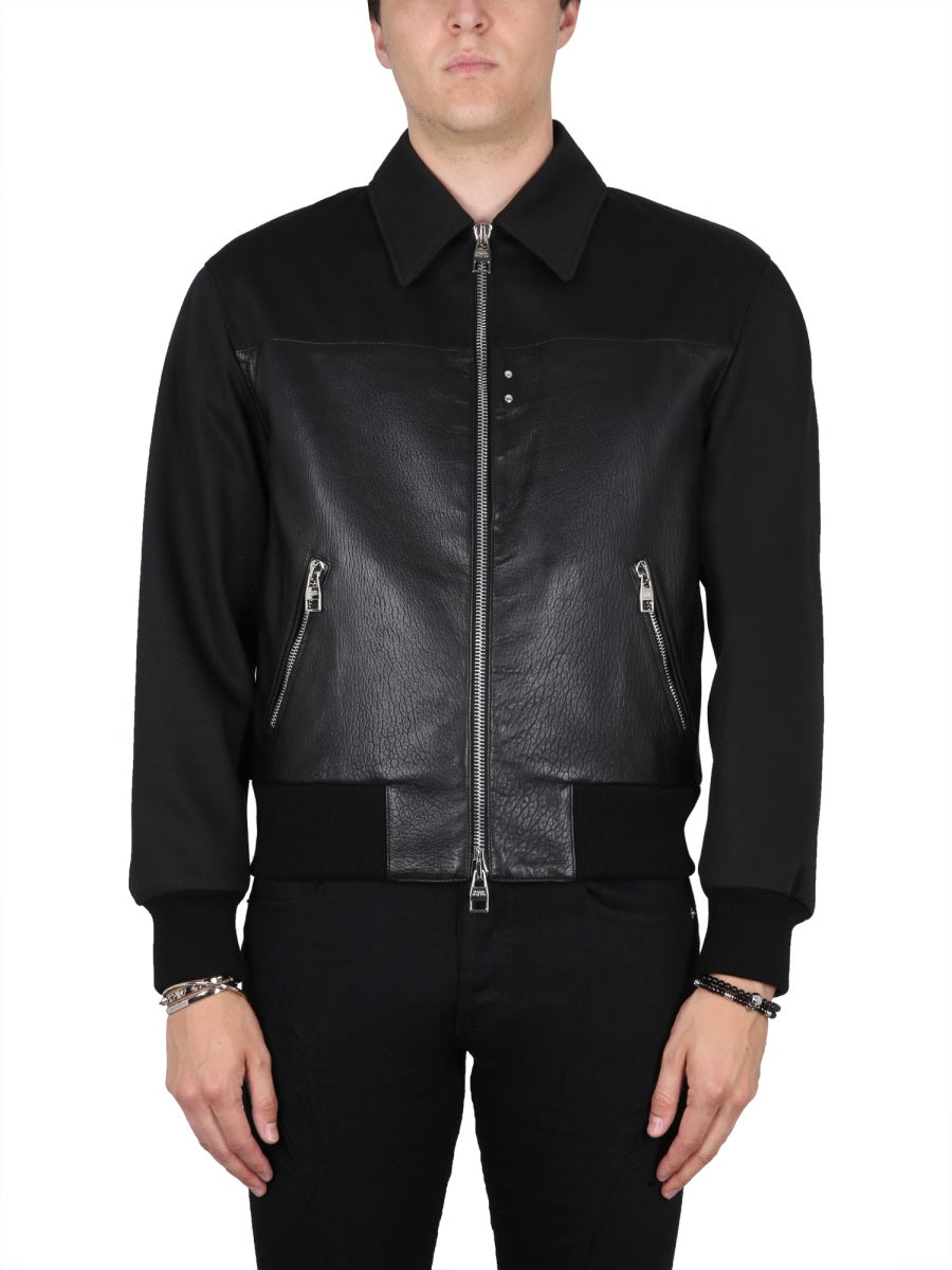 Alexander Mcqueen Men Leather Bomber Jacket ALEXANDER MCQUEEN