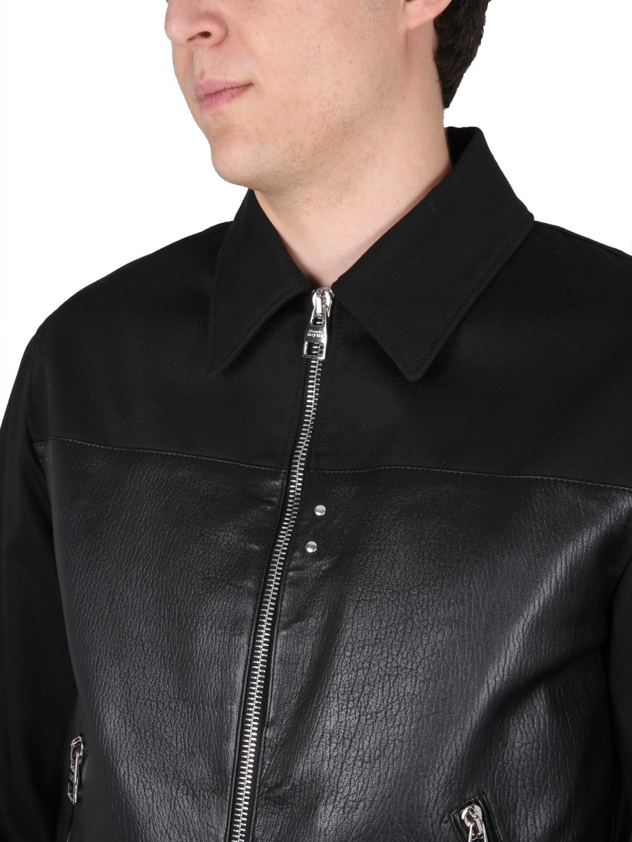 Alexander Mcqueen Men Leather Bomber Jacket ALEXANDER MCQUEEN