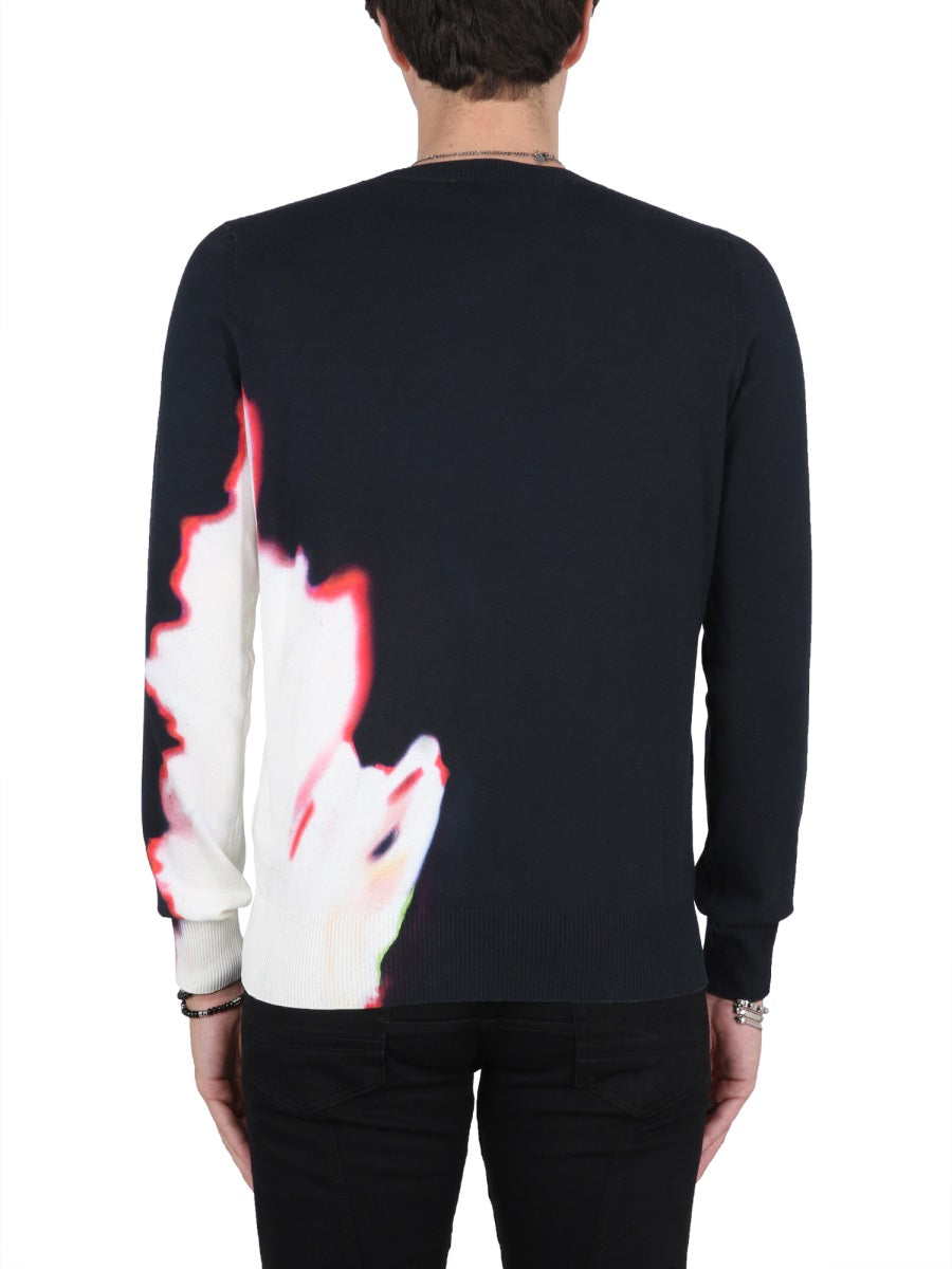 Alexander Mcqueen Men Jersey With Solarised Flower Print ALEXANDER MCQUEEN