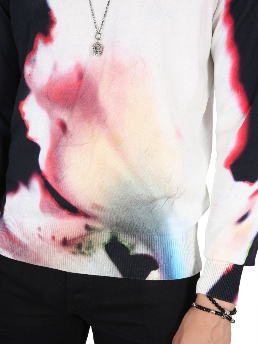 Alexander Mcqueen Men Jersey With Solarised Flower Print ALEXANDER MCQUEEN