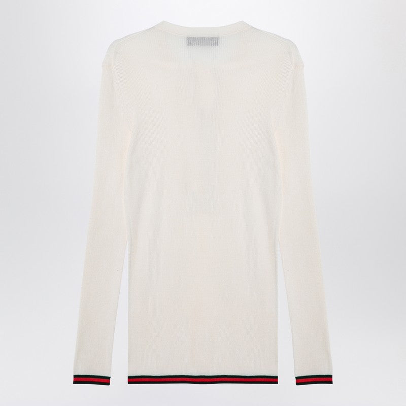 Gucci White Silk Jersey With Web Ribbon Men GUCCI