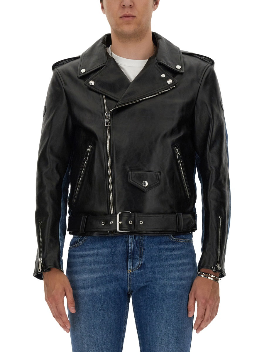 Alexander Mcqueen Men Combo Biker Jacket ALEXANDER MCQUEEN