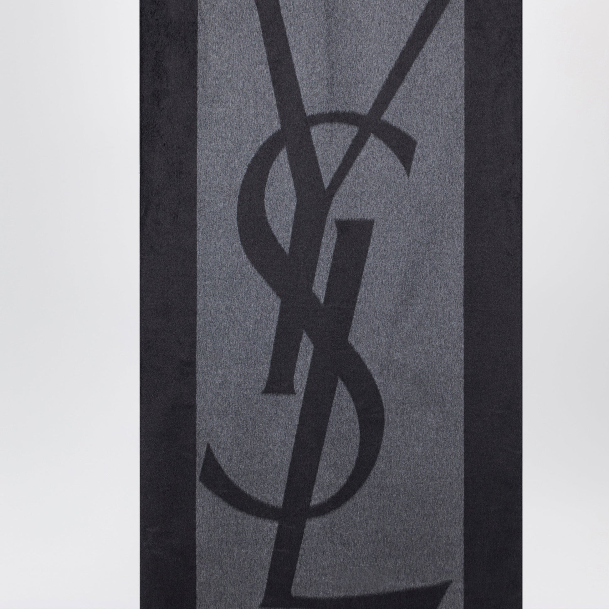 Saint Laurent Cassandre Jacquard Silk Scarf In Dark Grey Women SAINT LAURENT