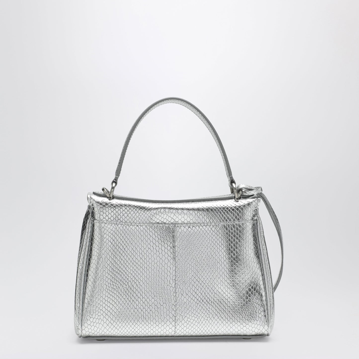 Balenciaga Mini Rodeo Bag In Shiny Silver Leather With Python Print Women BALENCIAGA