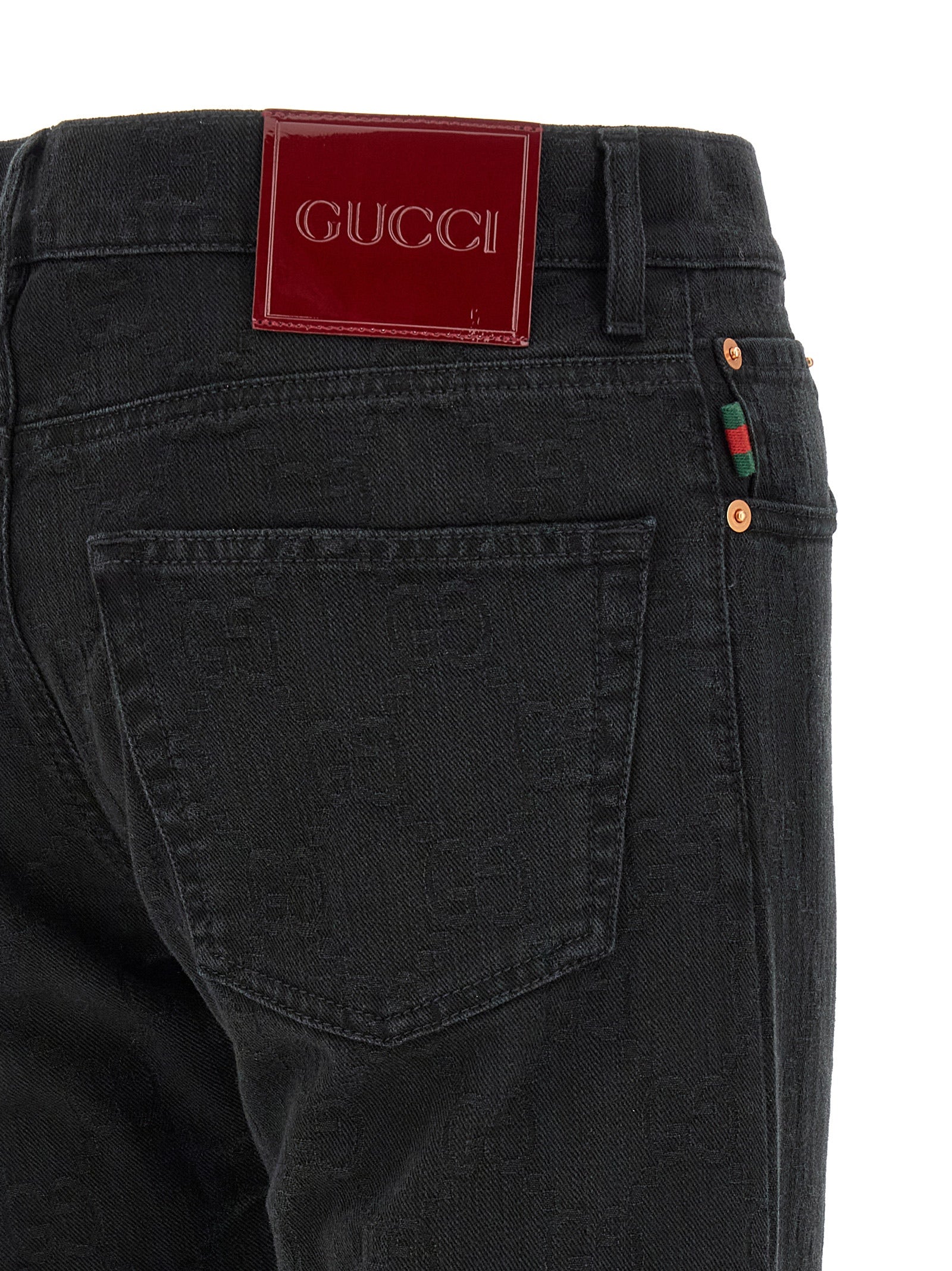Gucci Men Gg Jacquard Denim Jeans GUCCI