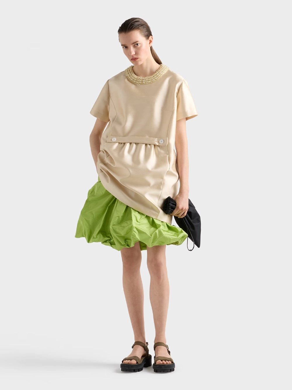 Prada Women Long Embroidered Sablé Dress PRADA