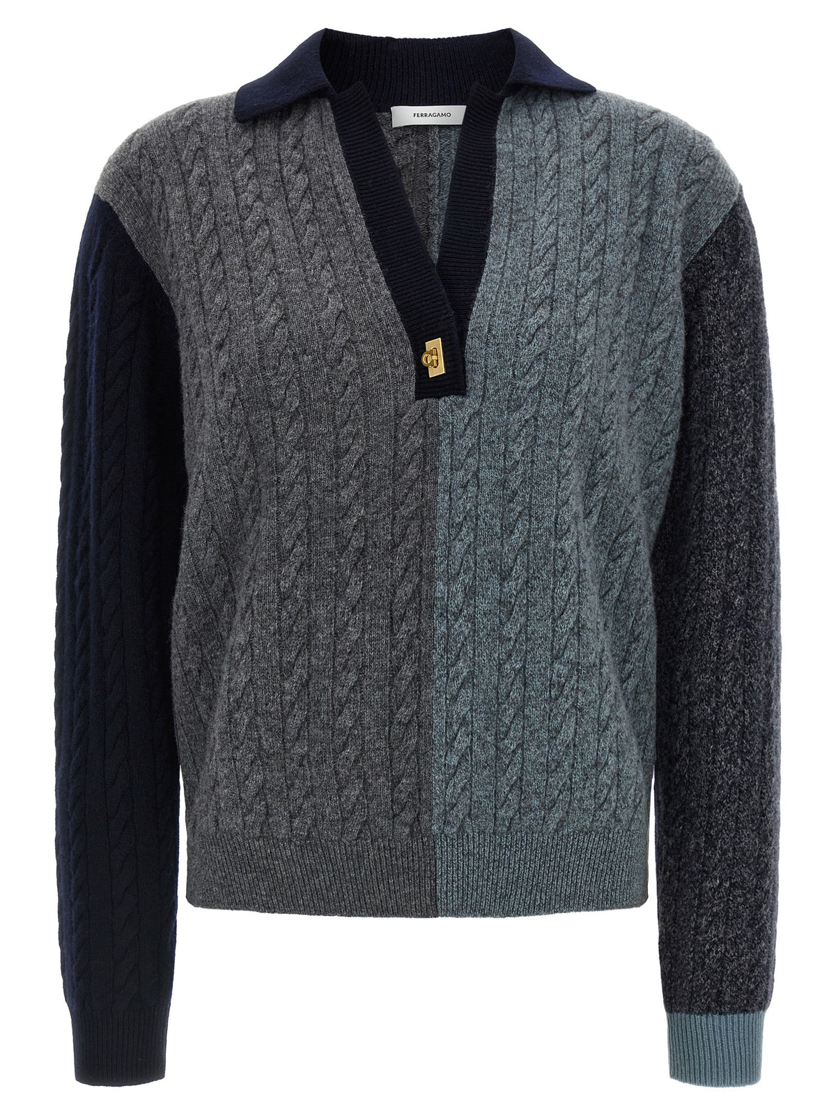 Ferragamo Women Color Block Braid Sweater FERRAGAMO