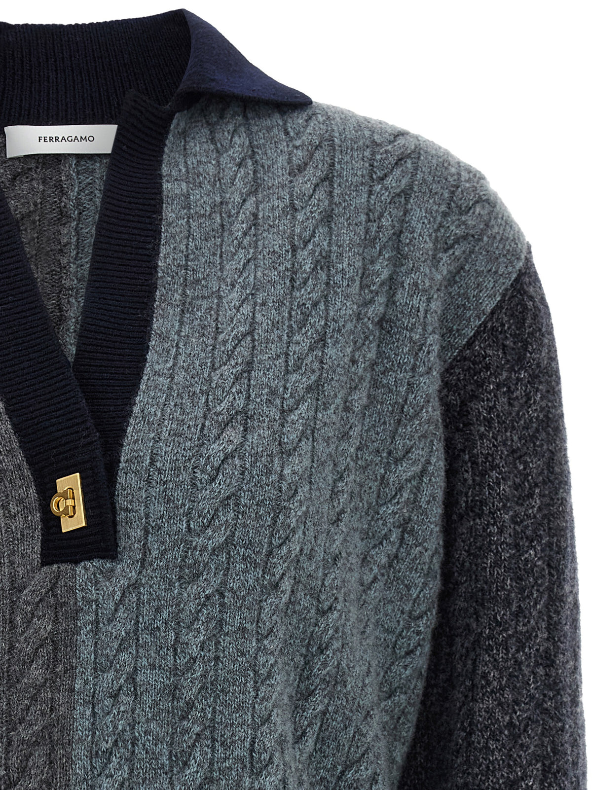 Ferragamo Women Color Block Braid Sweater FERRAGAMO