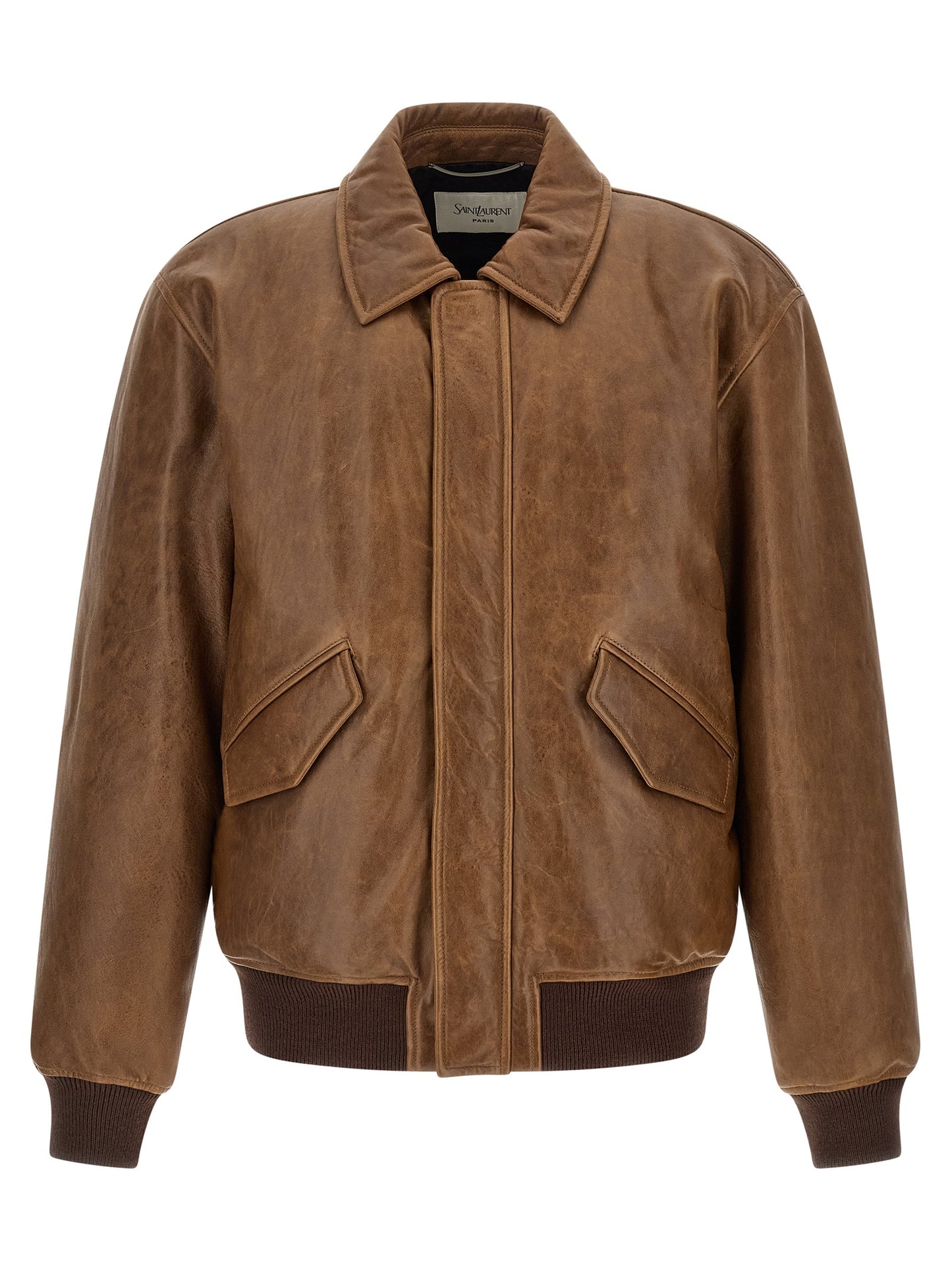 Saint Laurent Men Vintage Leather Bomber Jacket SAINT LAURENT